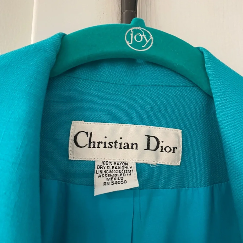 Vintage christian Dior women's skirt suit blue buttons read for sizing